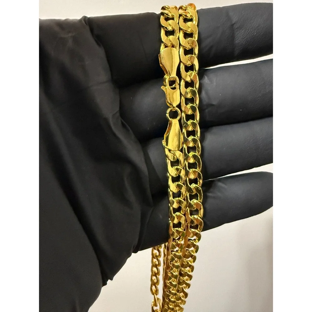 cuban chain necklace 18k gold filled 26 inch 6mm